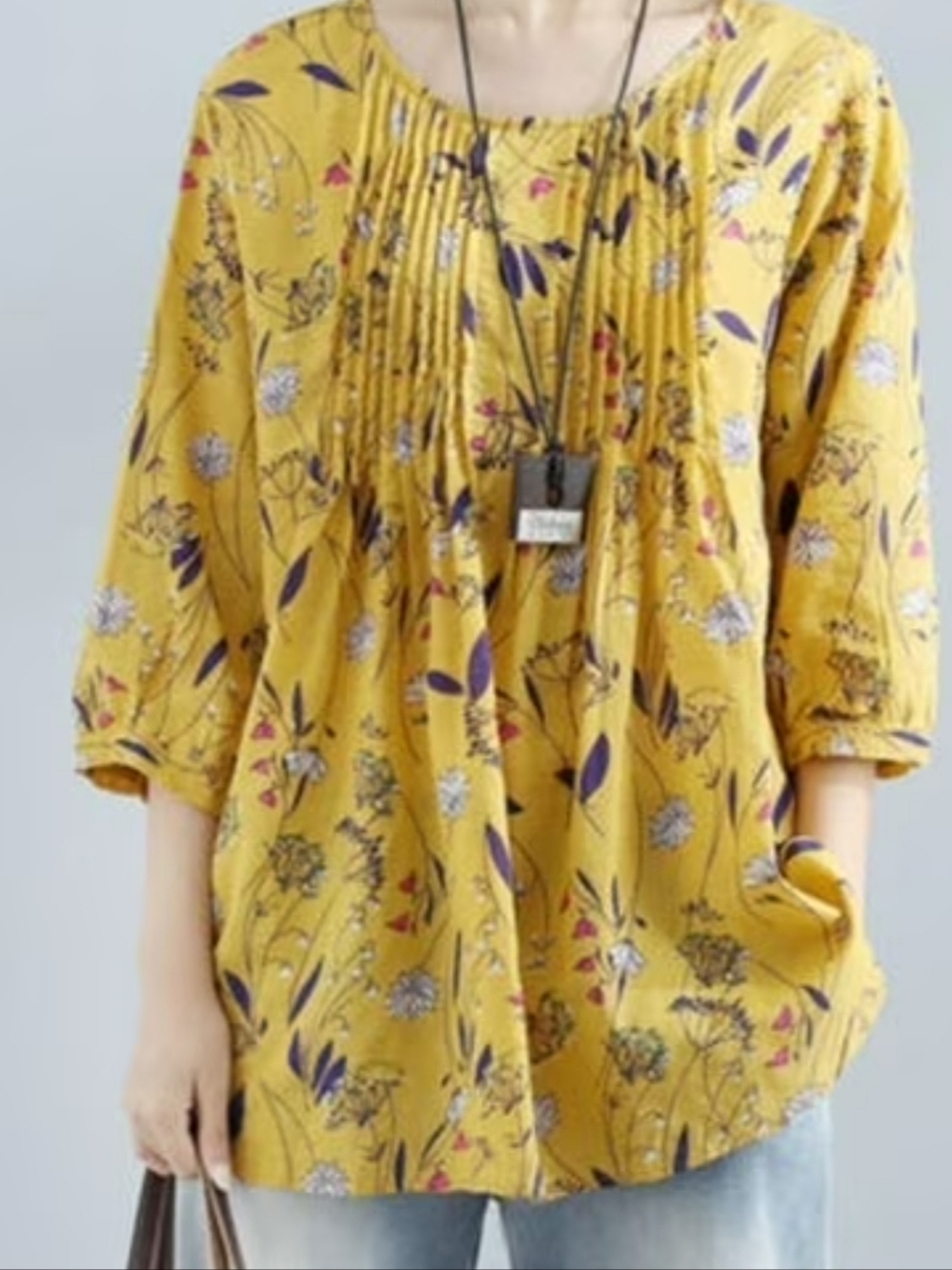 Boho Floral Print Cotton Top